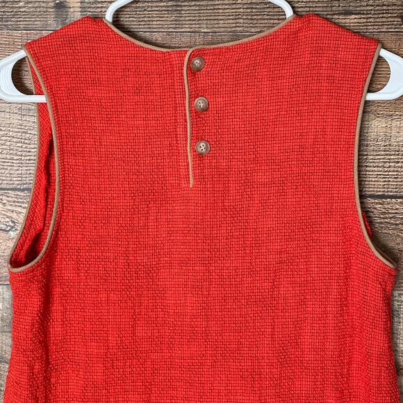 Fossil Sleeveless Textured Shift Dress Front Pockets Orange Size Small - Picture 7 of 8